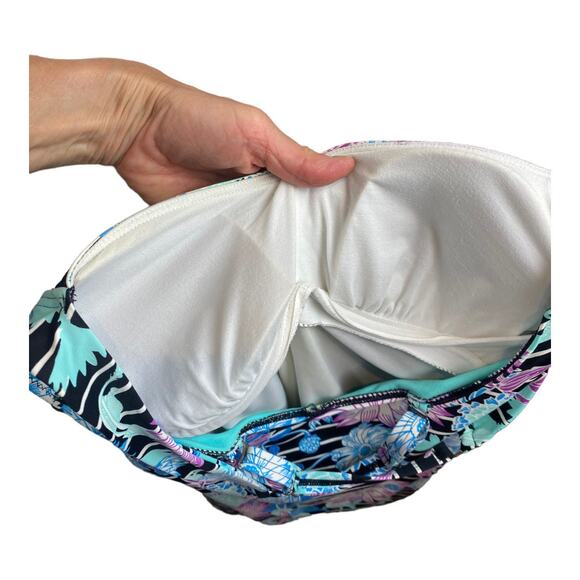 Sunseeker Womens D cup Underwire One Piece Blue Floral Swimsuit USA Size 8 - Picture 5 of 9